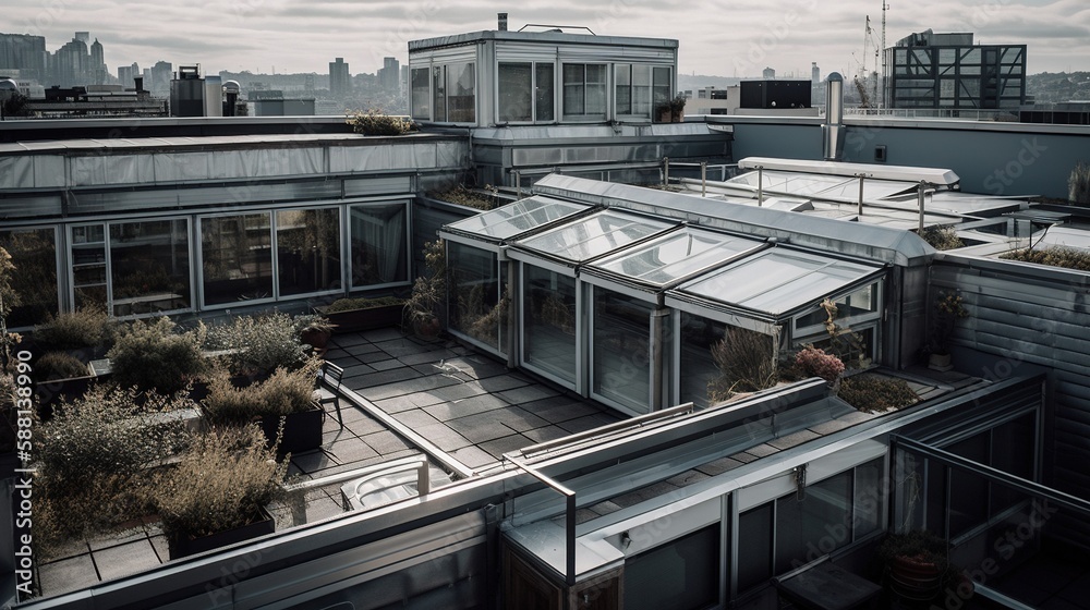View of a Rooftop from above Generative AI