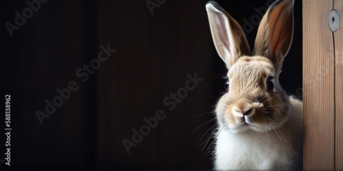 Rabbit staring at the camera with long space for advertising Generative AI