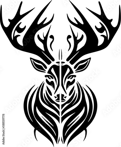 ﻿Vector logo featuring black and white deer illustration. © LoFi J.