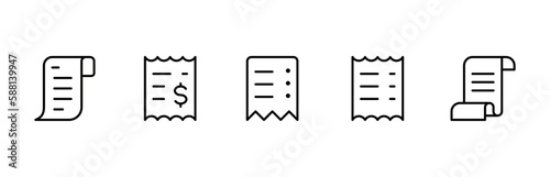 Receipt, bill icon line ,linear, outline, graphic, illustration. Flat vector icon for apps, ui and websites.