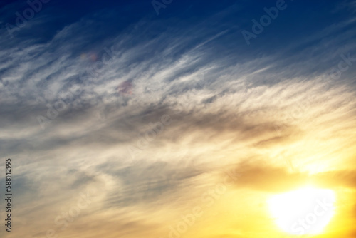 the expressive contrast of the clouds in the sky and sun. The nature and beauty of clouds