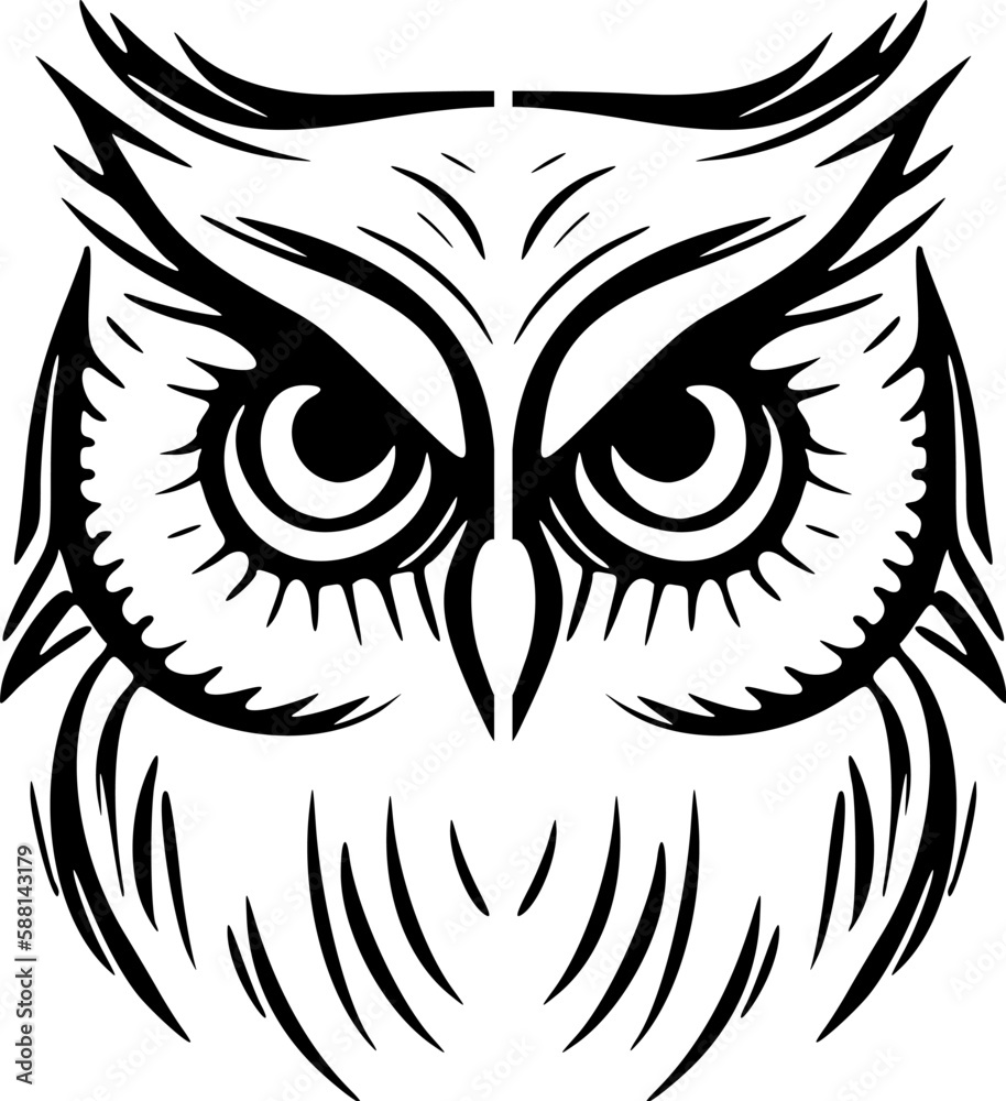 ﻿A simple black and white vector owl logo.