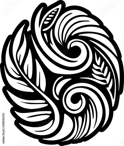 ﻿Tattoo design in black and white with a Polynesian theme. photo