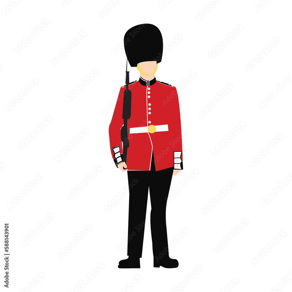 buckingham british soldier guard with a rifle with isolated