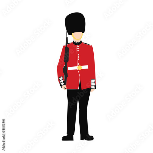 buckingham british soldier guard with a rifle with bayonette isolated on white background. available as eps file