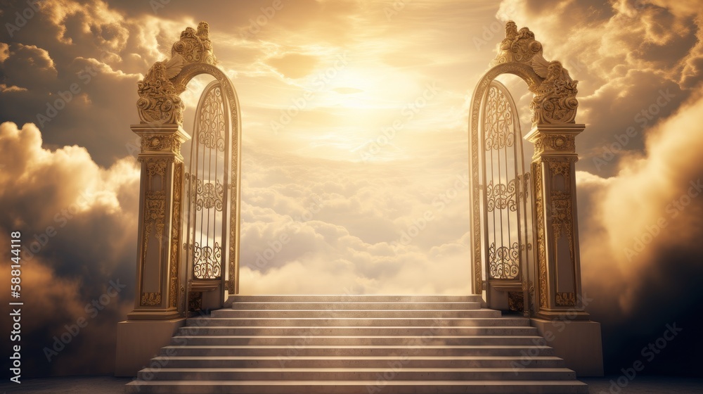 Golden Gates of Heaven with Glowing Light Stock Illustration Adobe Stock