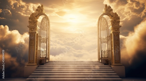 Photographie Golden Gates of Heaven with Glowing Light