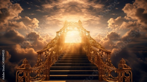 Golden Gates of Heaven with Glowing Light