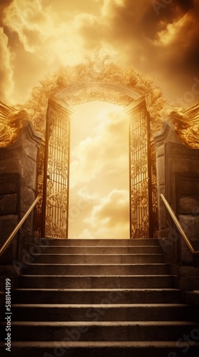 Golden Gates of Heaven with Glowing Light