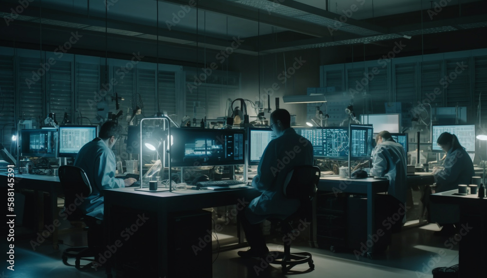 Obraz premium Men and women working together in office workshop generated by AI