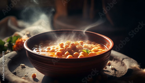 Gourmet vegetarian stew, spiced with autumn warmth generated by AI
