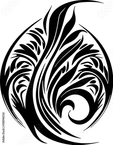 ﻿Tattoo design featuring black and white Polynesian imagery. photo