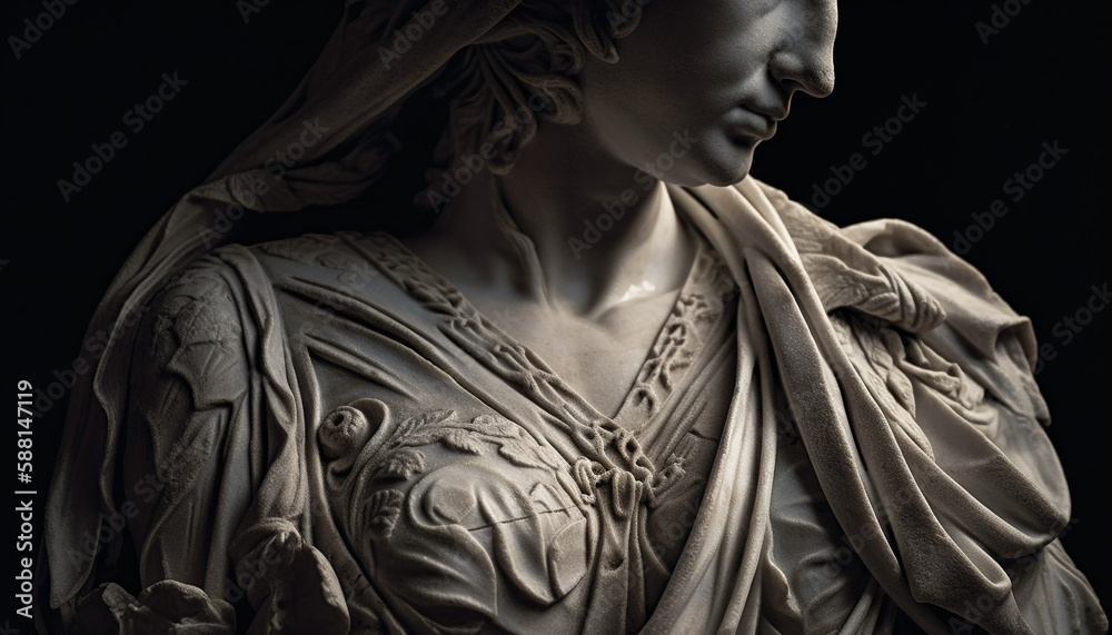 Praying woman, sculpted in marble, symbolizes spirituality generated by AI Praying woman, sculpted in marble, symbolizes spirituality generated by AI