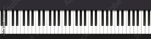 Piano keyboard top view. Realistic piano keys. Music instrument. Musical background. Flat style vector illustration