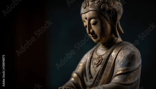 Ancient figurine embodies Chinese culture peaceful wisdom generated by AI