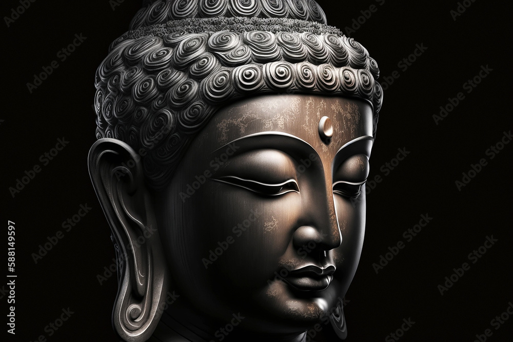 buddha face on black background