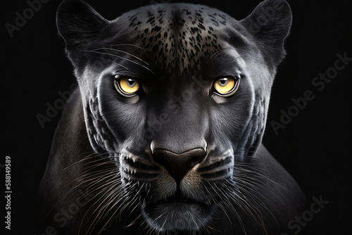 black panther face on black background