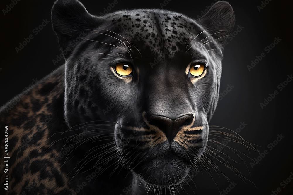 black panther face on black background