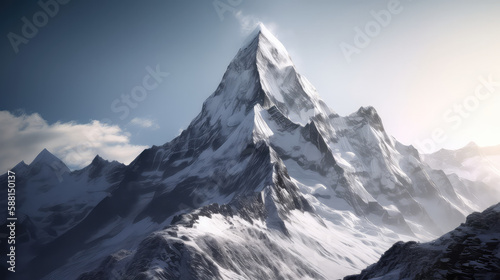 Snowy mountain peak landscape