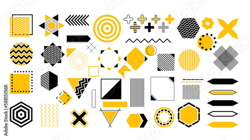 Set of bundles containing 50 items of Memphis geometric shapes,retro elements for the web,advertisements,commercial banners,posters,billboards,sales.and other,Geometric ornament vector collection.