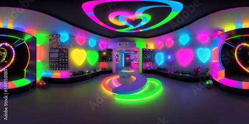 Photo of a Colorful Room Filled with Vibrant Lights