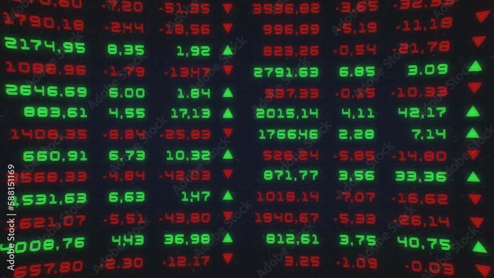 Stock exchange screen numbers scrolling financial market data. Background Loop Stock exchange screen numbers scrolling financial market data. Background Loop