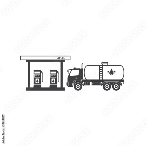 illustration of fuel station, vector art.