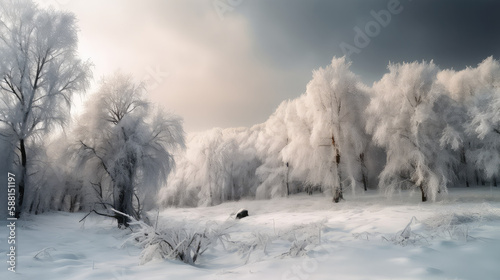 Snowy Valleys and Picturesque Snow-Covered Trees