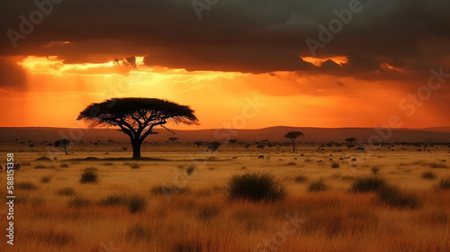 African savannah landscape with vast and colorful plains