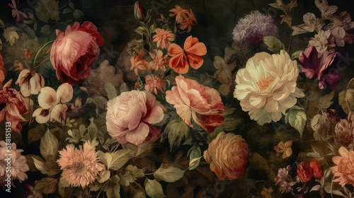 Wallpaper Mural Vintage garden background with timeless flowers Torontodigital.ca
