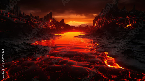 Surreal image of a lava lake