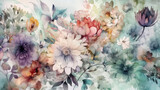 Watercolor floral patterns in pastel