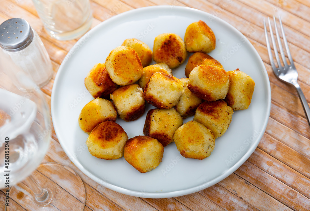 Popular European dish is cheese whimsy, made from the most delicate cheese and fried until golden brown