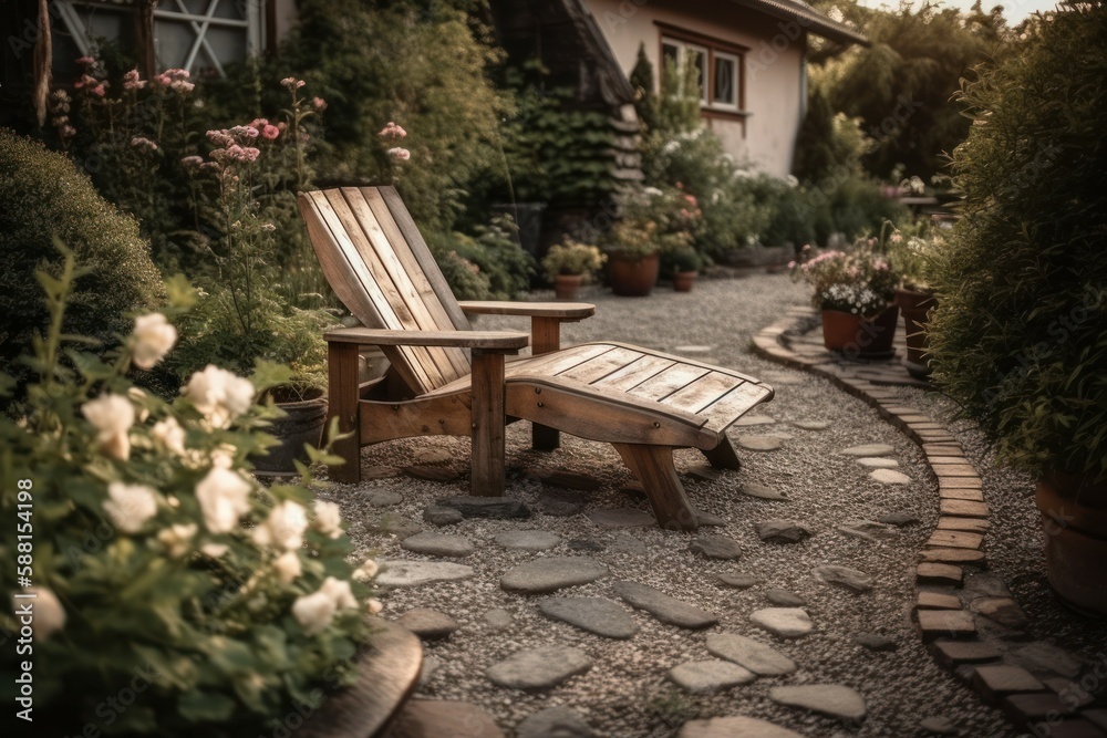 Lounger for rest and relaxation outdoors. AI generated, human enhanced Lounger for rest and relaxation outdoors. AI generated, human enhanced
