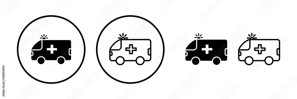 Ambulance icon vector. Ambulance car icon Ambulance icon vector. Ambulance car icon