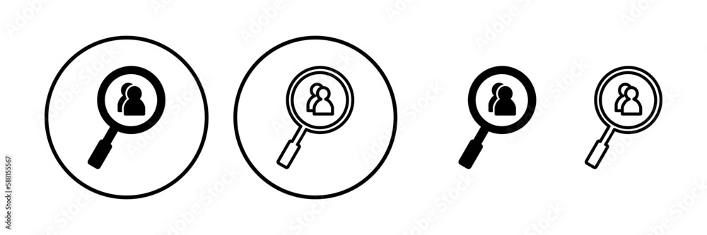 Hiring icon vector. search job vacancy icon. magnifying glass looking for people Hiring icon vector. search job vacancy icon. magnifying glass looking for people