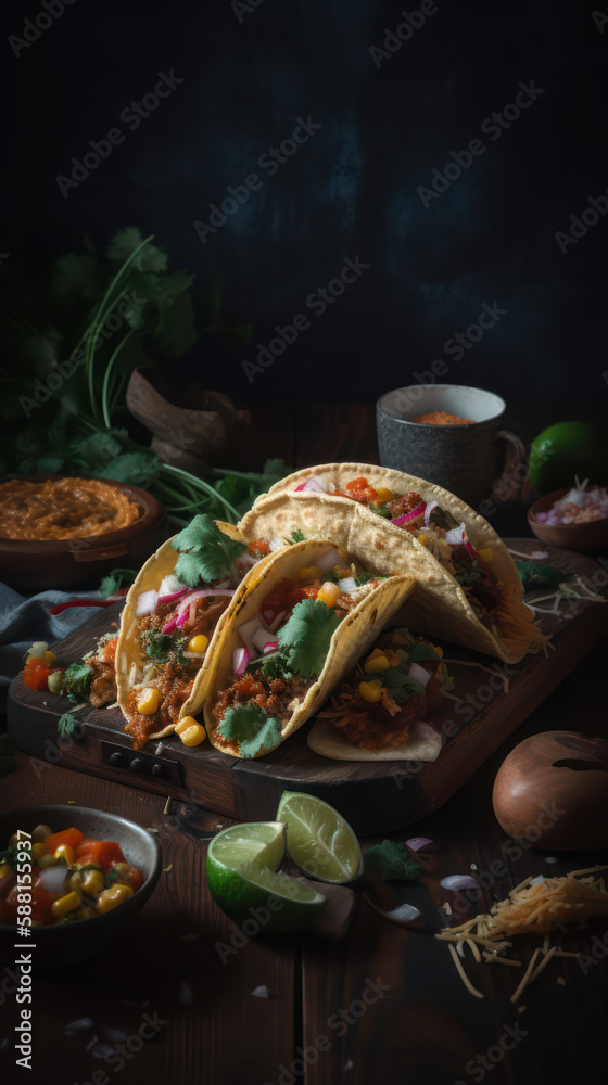 A Taste of Mexico: Appetizing Food Photography of Mexican Tacos, Generative AI