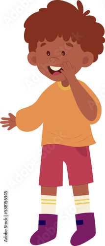 Boy standing and whisper