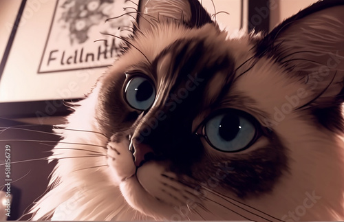 A cute beautiful blue eyed cat.
