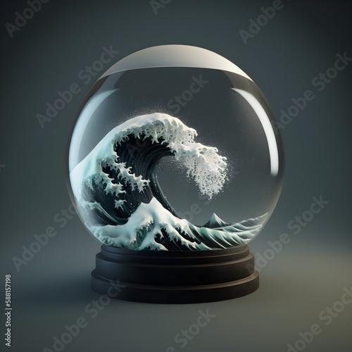 Papier peint the great wave off kanagawa inside of a snow globe the great wave off kanagawa u