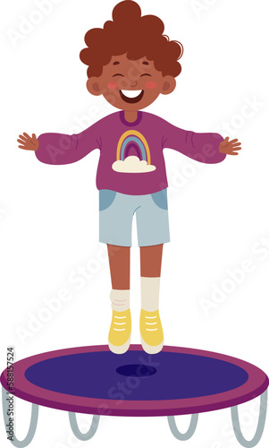 Boy Jumping On Trampoline