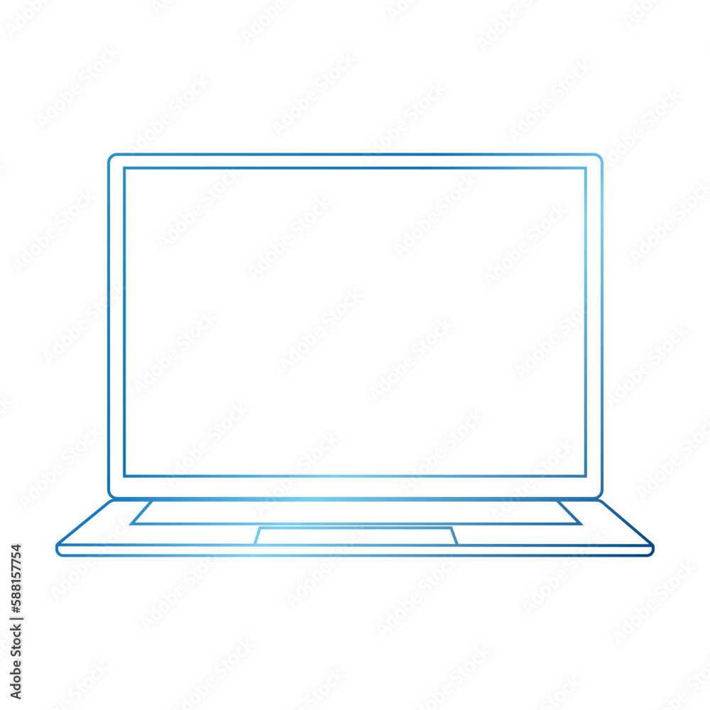 Outline laptop computer isolated vector Outline laptop computer isolated vector