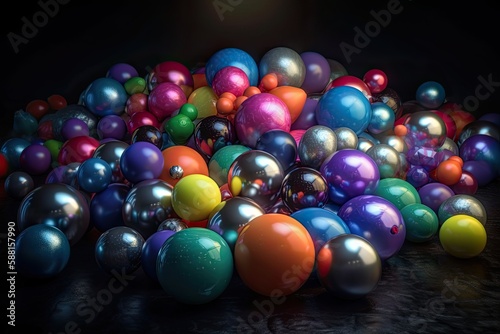 a collection of colorful balloons against a dark background