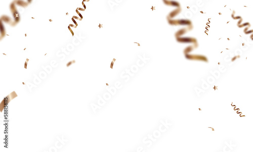 congratulatory background with gold confetti and serpentine. Vector illustration