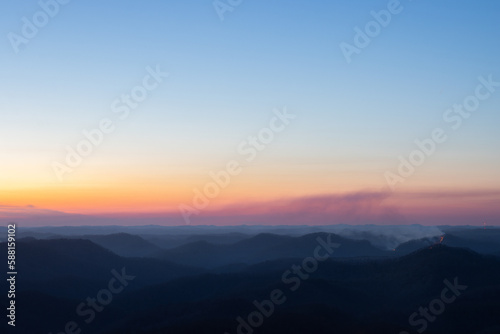 Gradient in Sky with Forest Fire in Distance