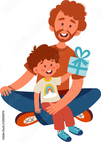 Father And Son With Gift