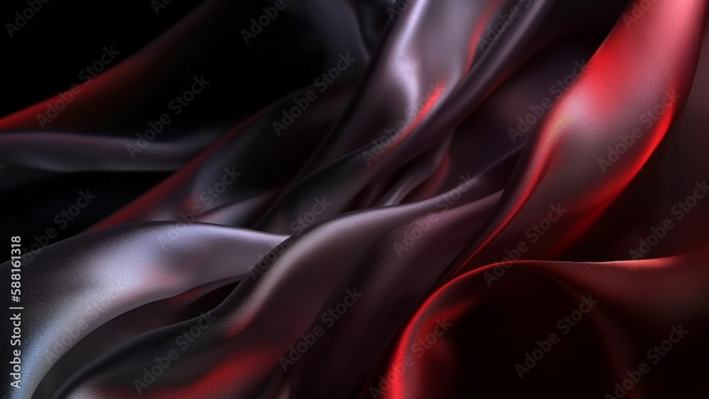 Fototapeta premium red and black silk cloth,elegant , transparent , translucent generative AI