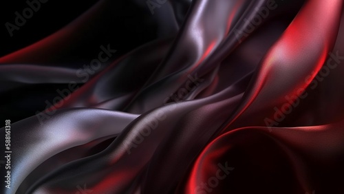 red and black silk cloth,elegant , transparent , translucent generative AI