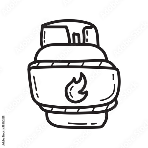 Doodle gas cylinders icon outline vector