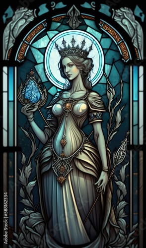 The Empress Tarot Card, Generative AI Tarot Card Depicting a Regal Pregnant Queen